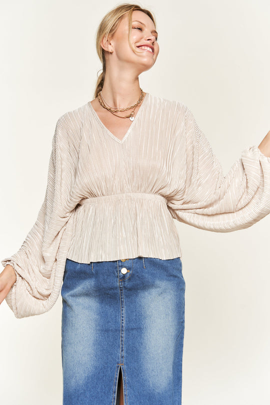 V-Neck Dolman Sleeve Blouse