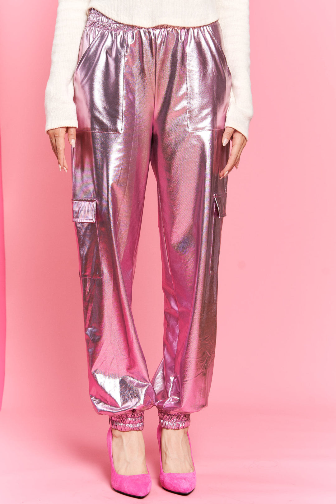 Metallic Cargo Pants