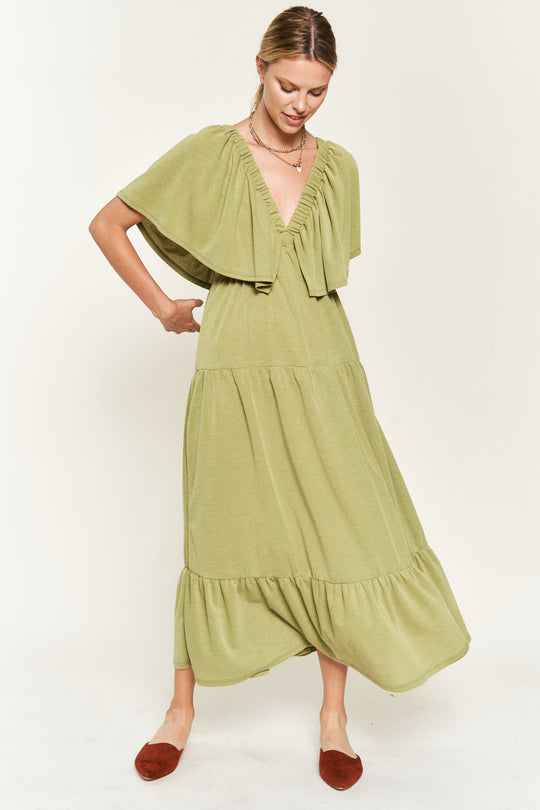 Ruffle Sleeve Maxi Dress