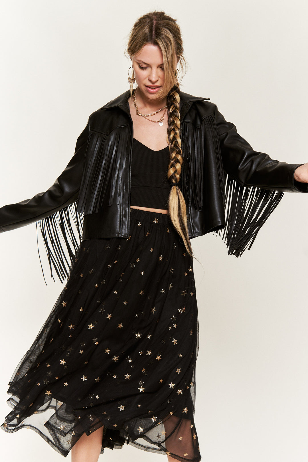 Faux Leather Fringe Jacket