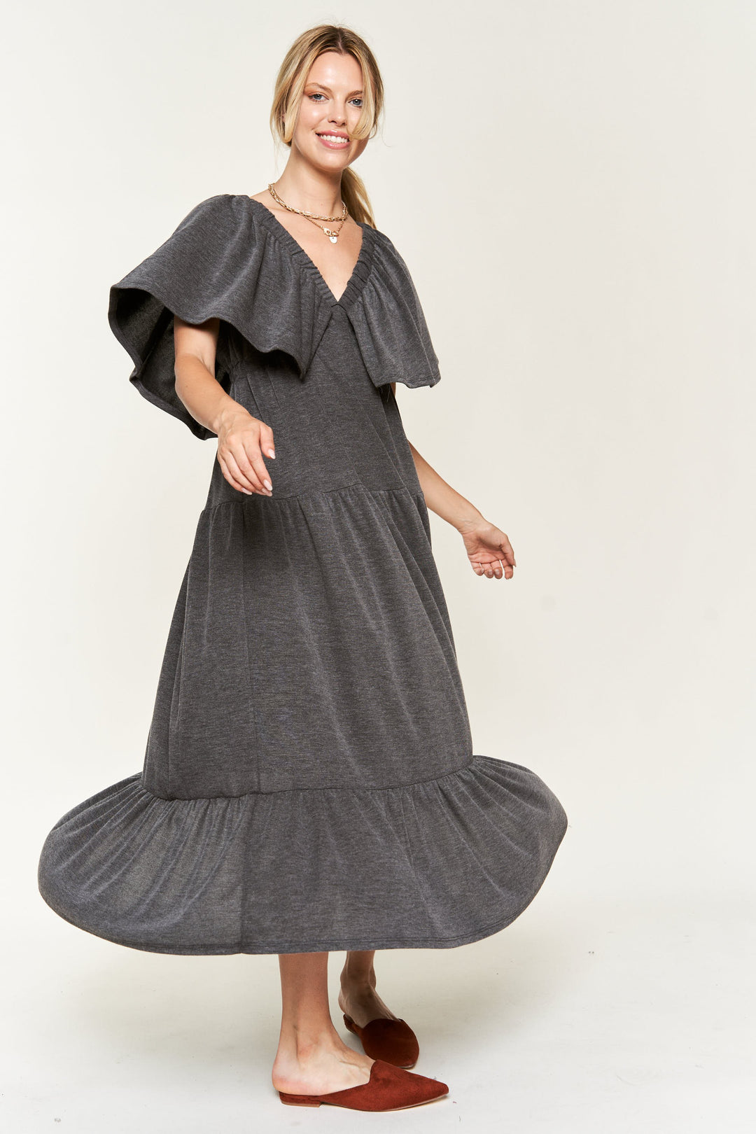 Ruffle Sleeve Maxi Dress