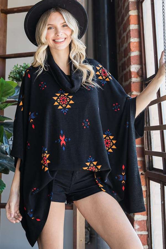 Aztec Print Poncho