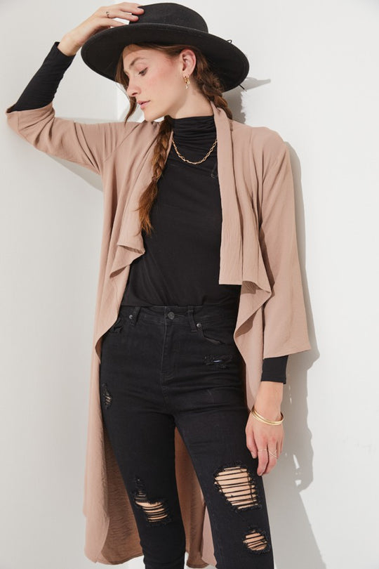 Draped Front Long Body Jacket