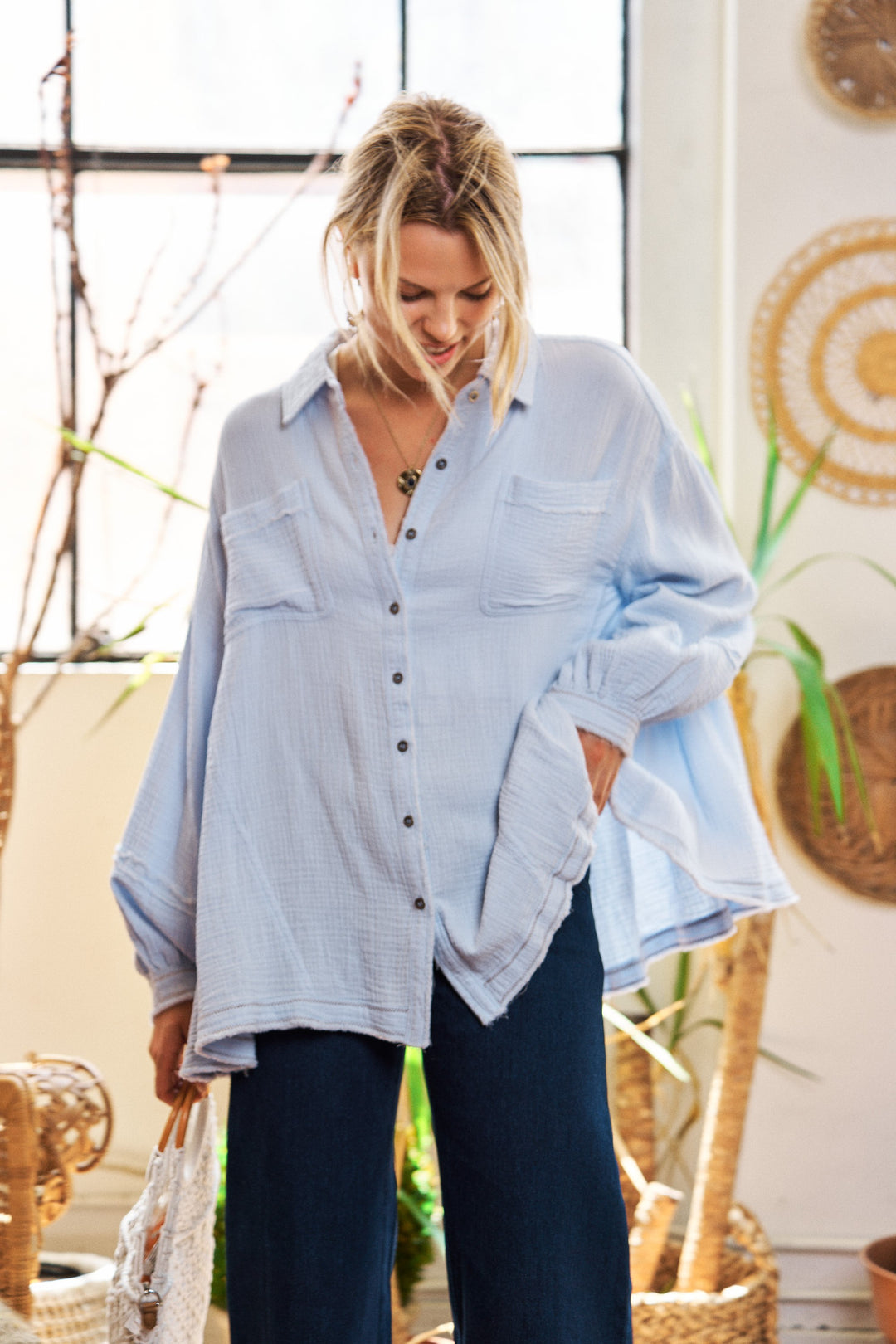 Lightweight Button Down Flowy Shirt