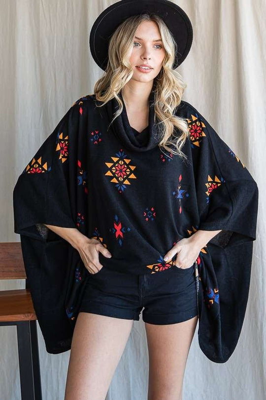 Aztec Print Poncho