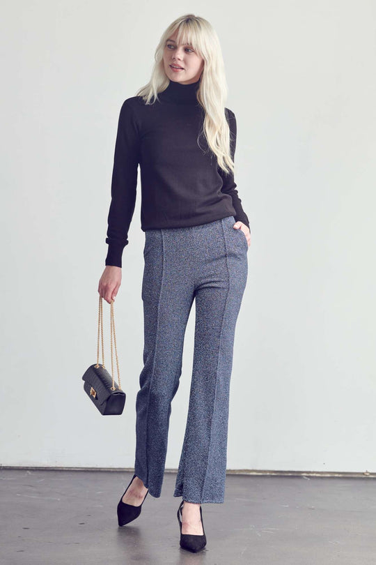 Solid Metallic High Waist Pants