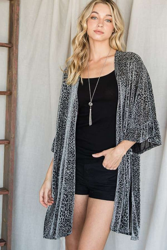 Metallic Leopard Print Kimono