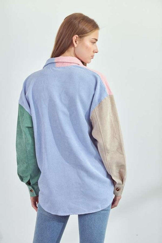 Pastel Corduroy Shirt Jacket