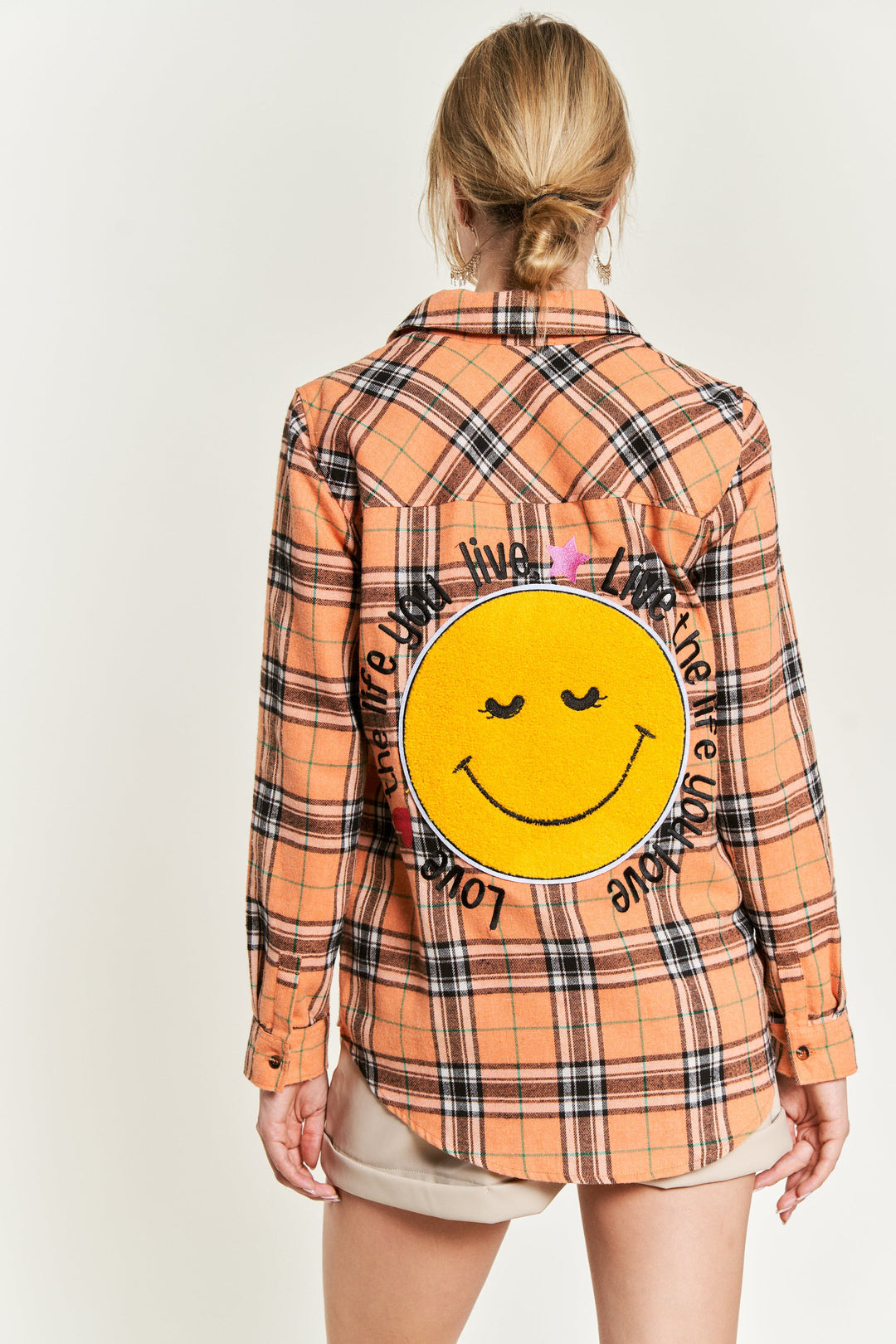 Smiley Patch Flannel Shirt