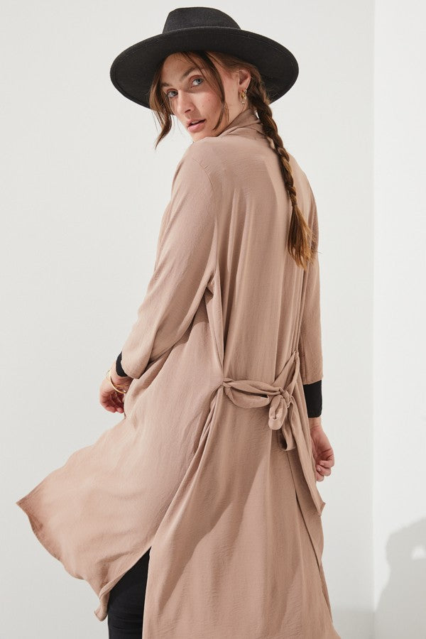 Draped Front Long Body Jacket