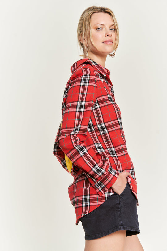 Smiley Patch Flannel Shirt