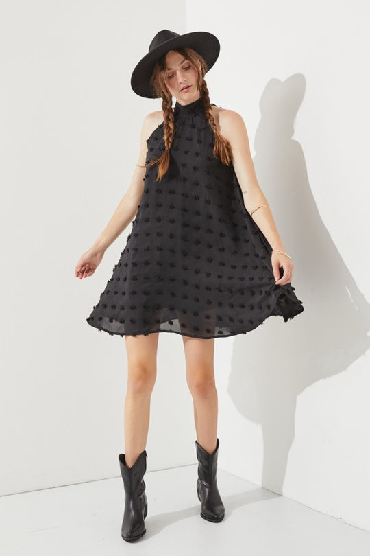 Polka Dot Hairball Halter Neck Dress