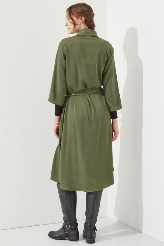 Draped Front Long Body Jacket