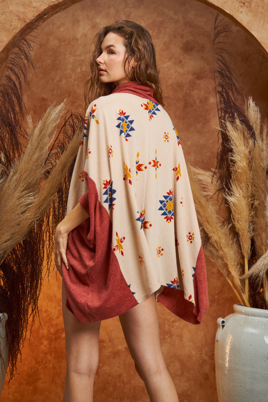 Aztec Print Poncho