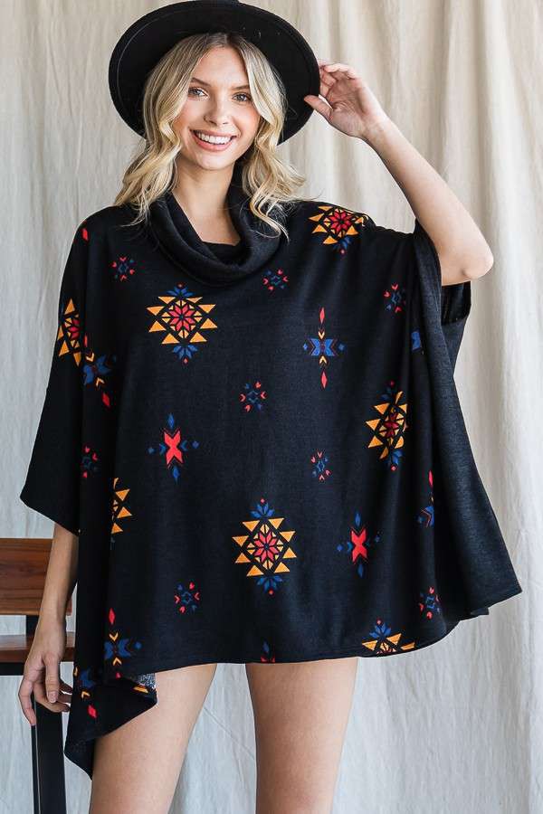 Aztec Print Poncho