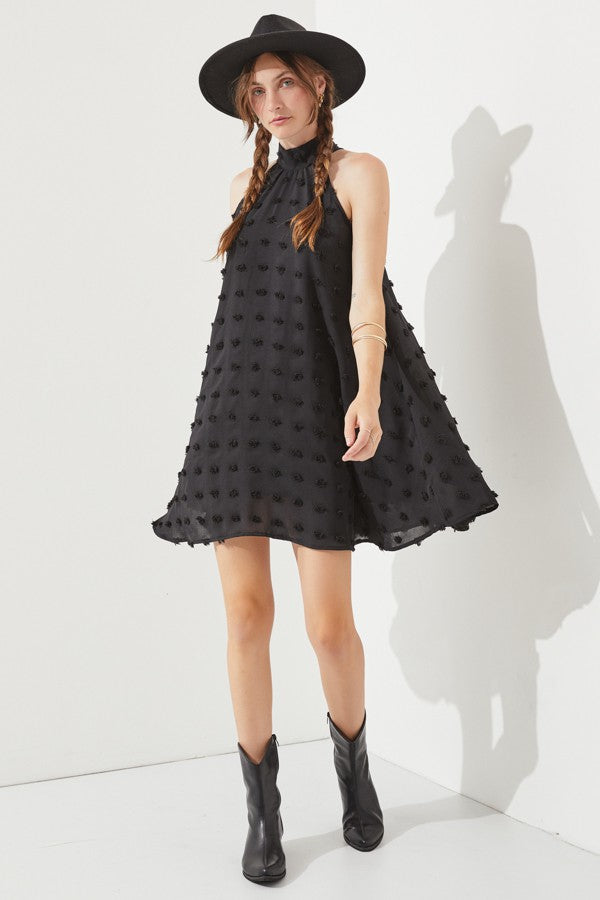 Polka Dot Hairball Halter Neck Dress