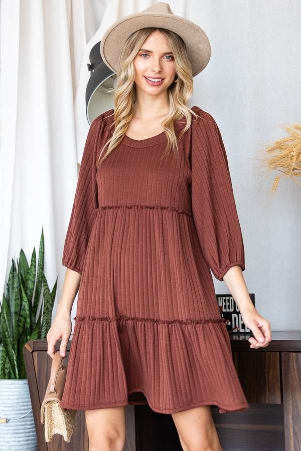 Solid Rib Babydoll Dress