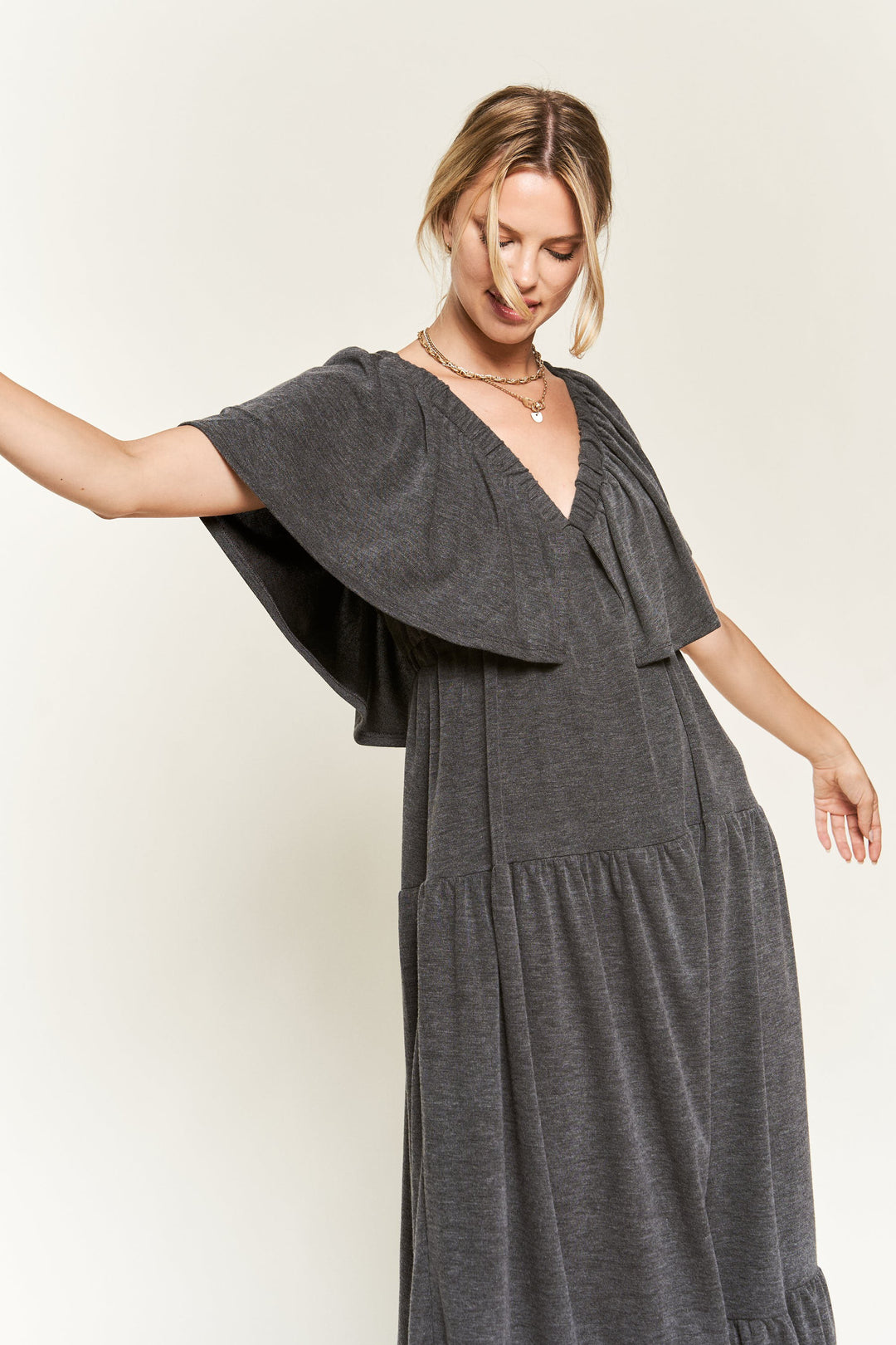 Ruffle Sleeve Maxi Dress