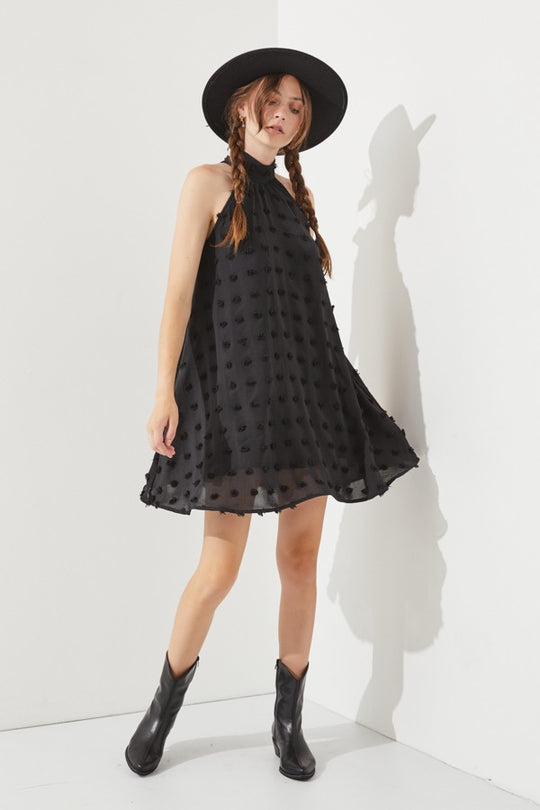 Polka Dot Hairball Halter Neck Dress