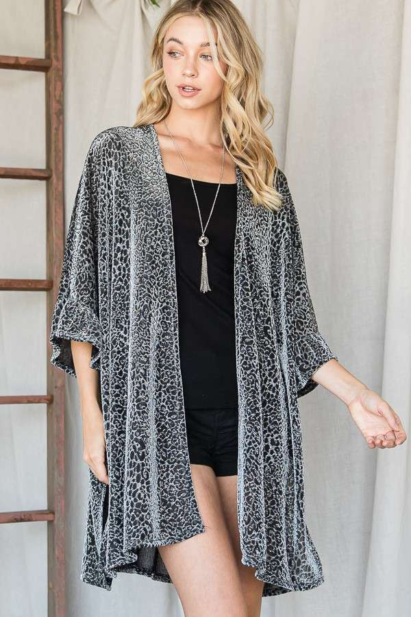 Metallic Leopard Print Kimono