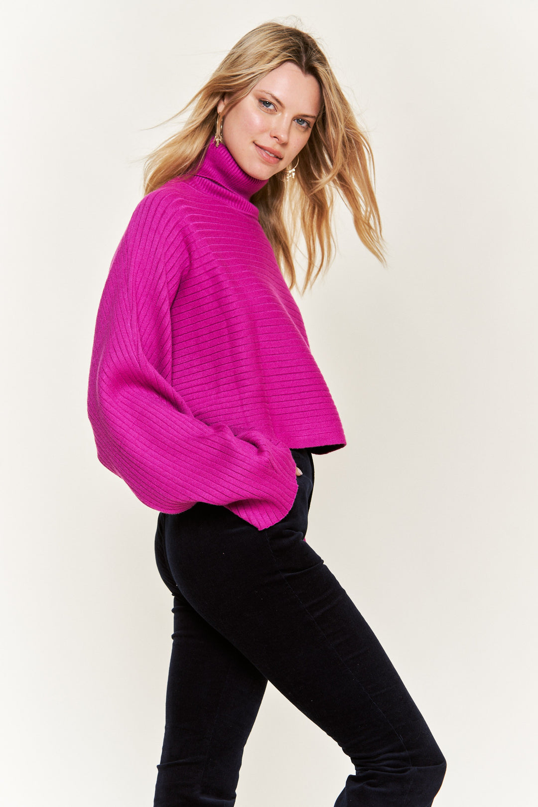 Mock Neck Wide Sleeve Top