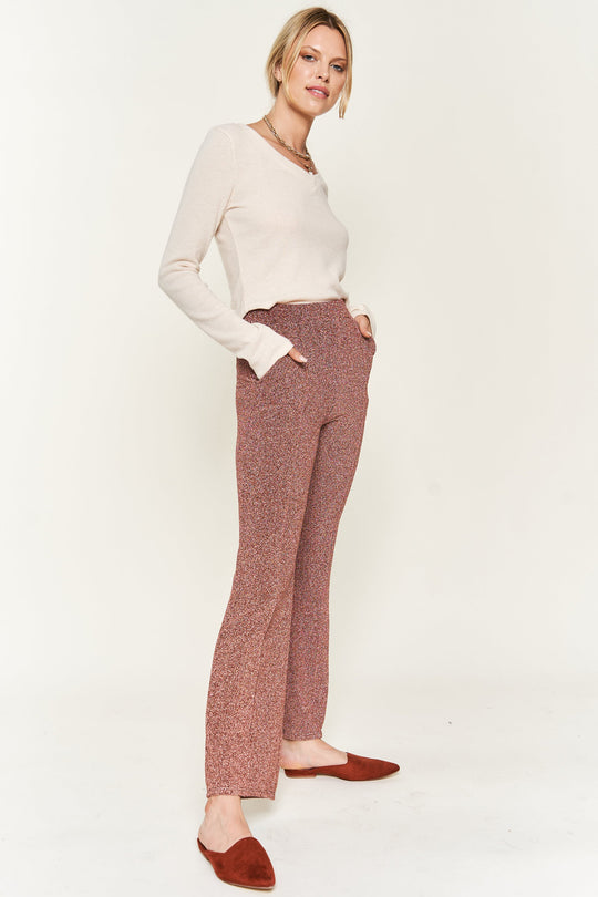 Solid Metallic High Waist Pants