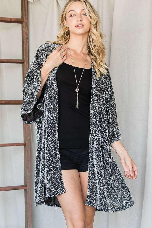 Metallic Leopard Print Kimono