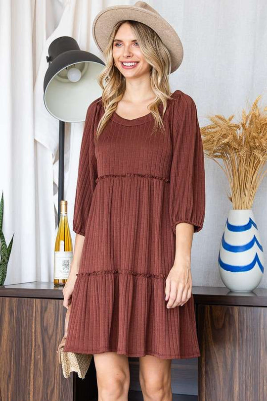 Solid Rib Babydoll Dress