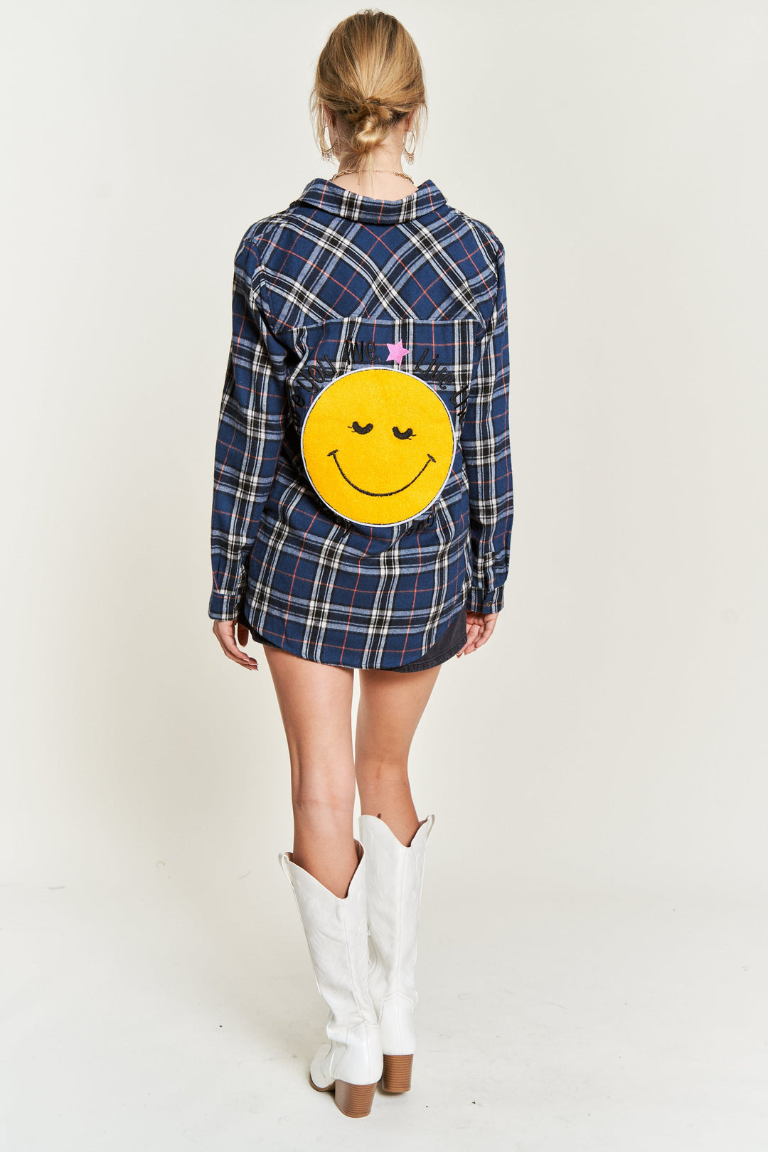 Smiley Patch Flannel Shirt