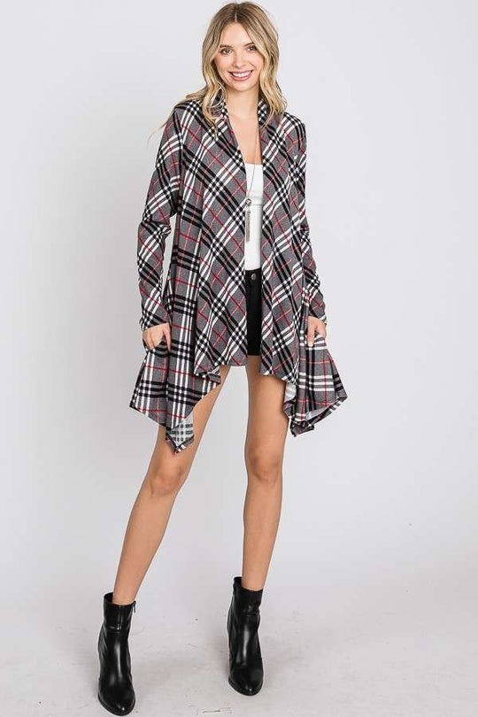 Diagonal Plaid Cardigan