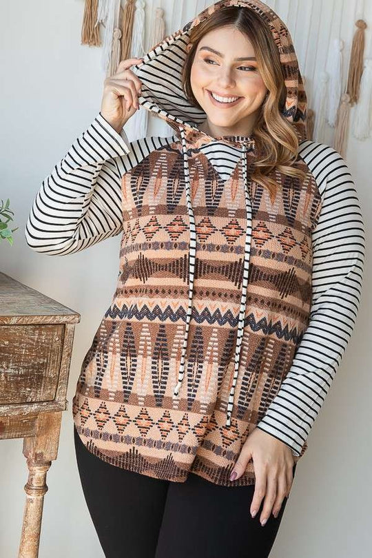 Tribal Stripe Mix Hoodie