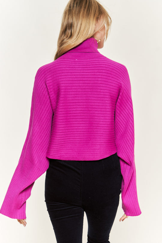 Mock Neck Wide Sleeve Top