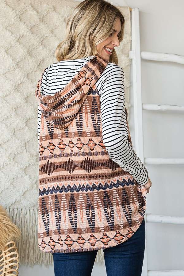 Tribal Stripe Mix Hoodie