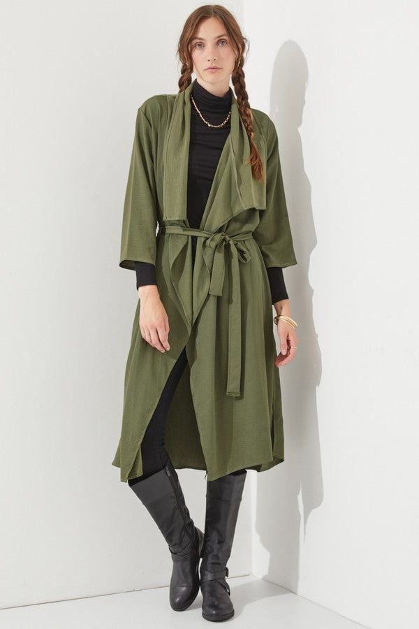 Draped Front Long Body Jacket