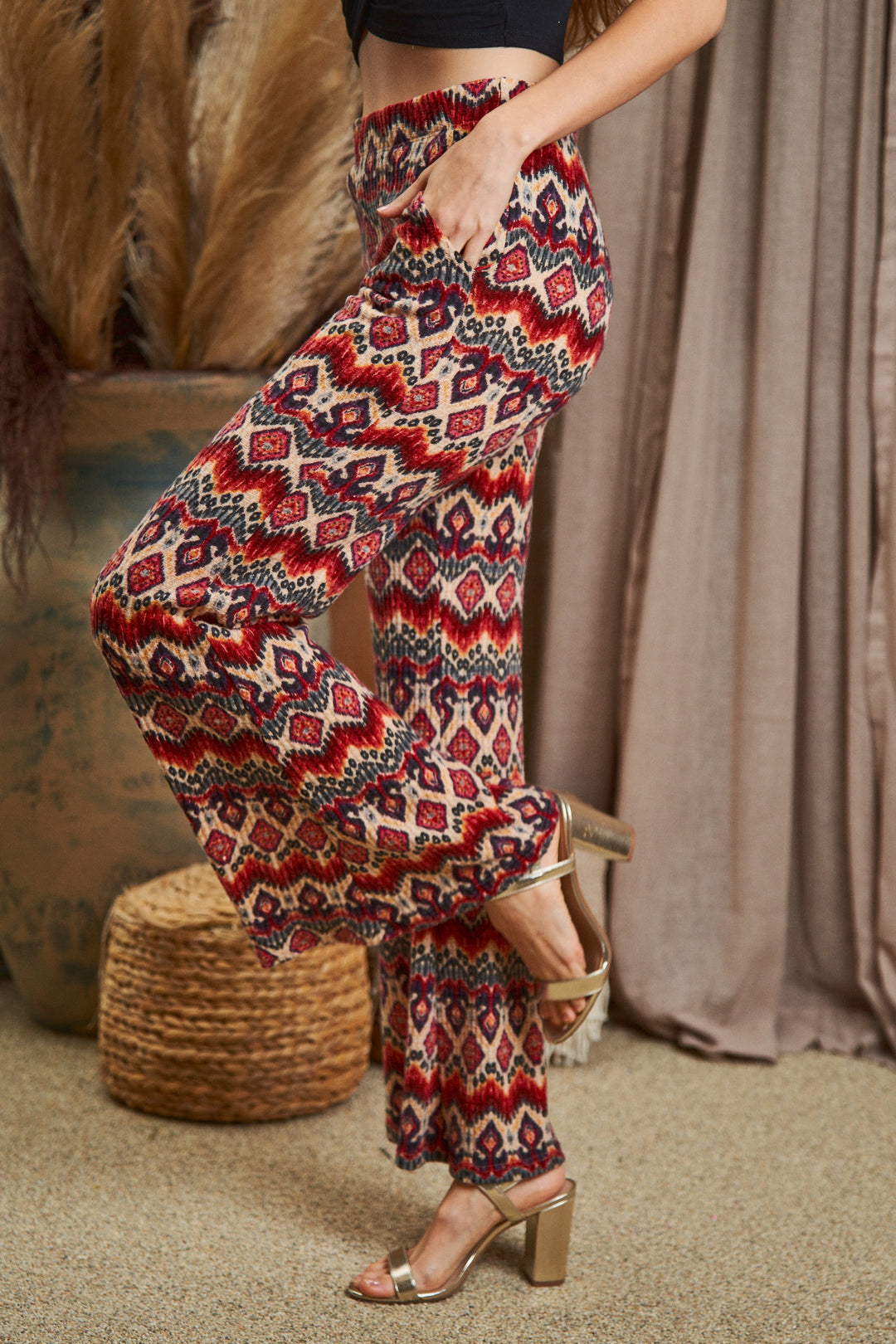 High Waist Boho Print Pants