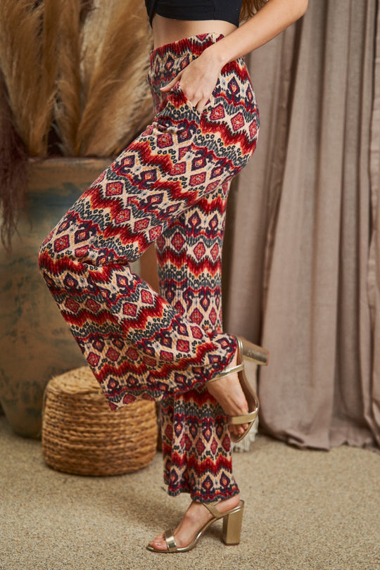 High Waist Boho Print Pants