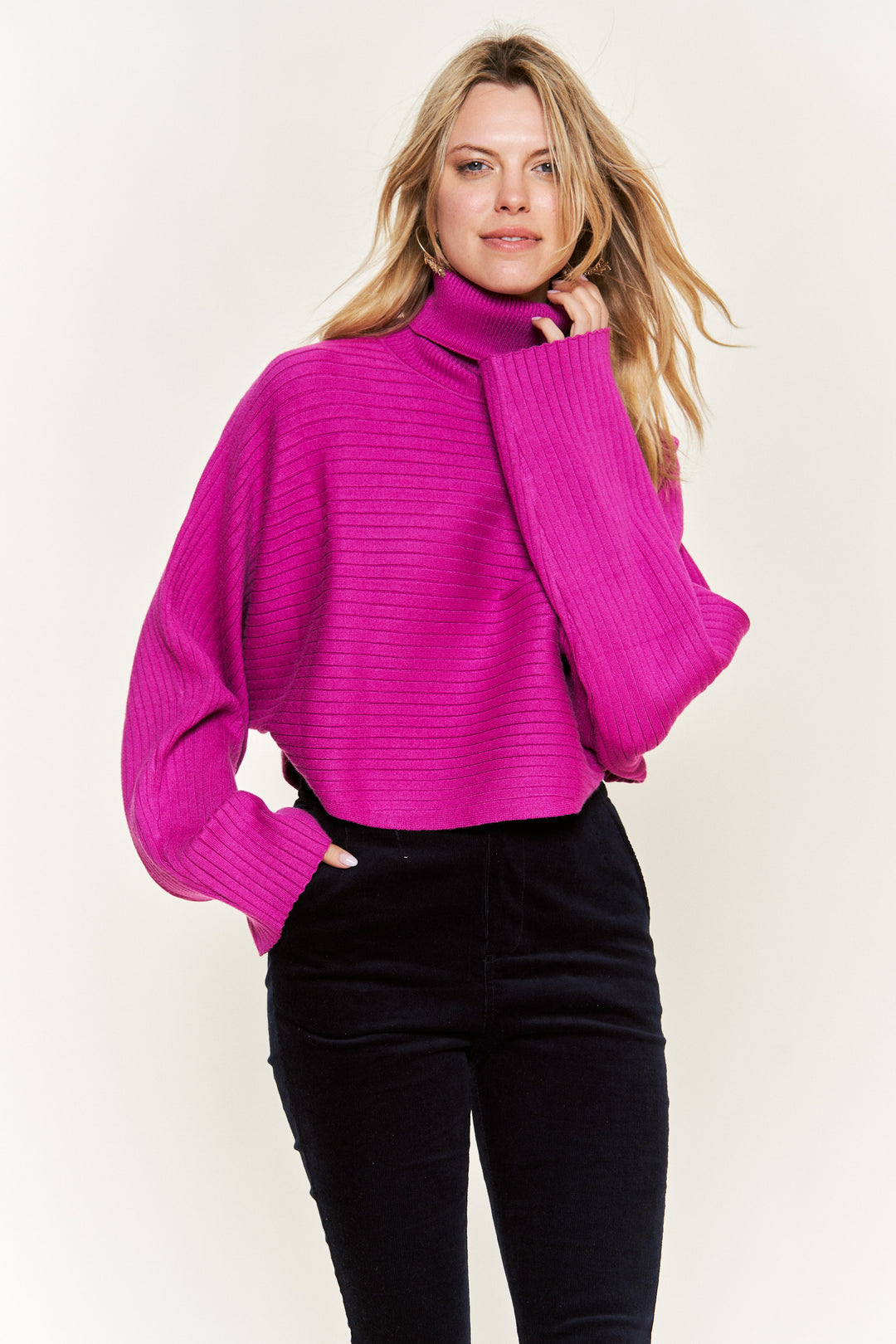 Mock Neck Wide Sleeve Top