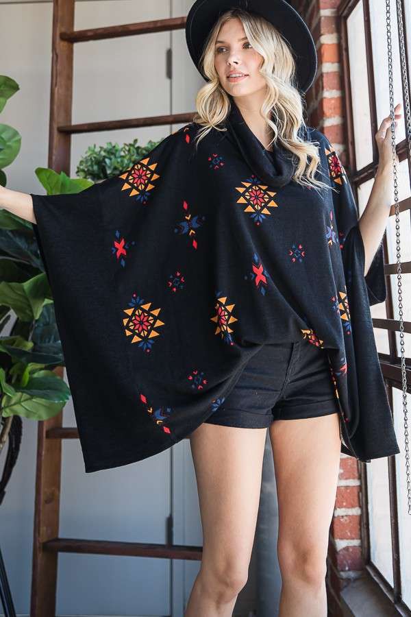 Aztec Print Poncho