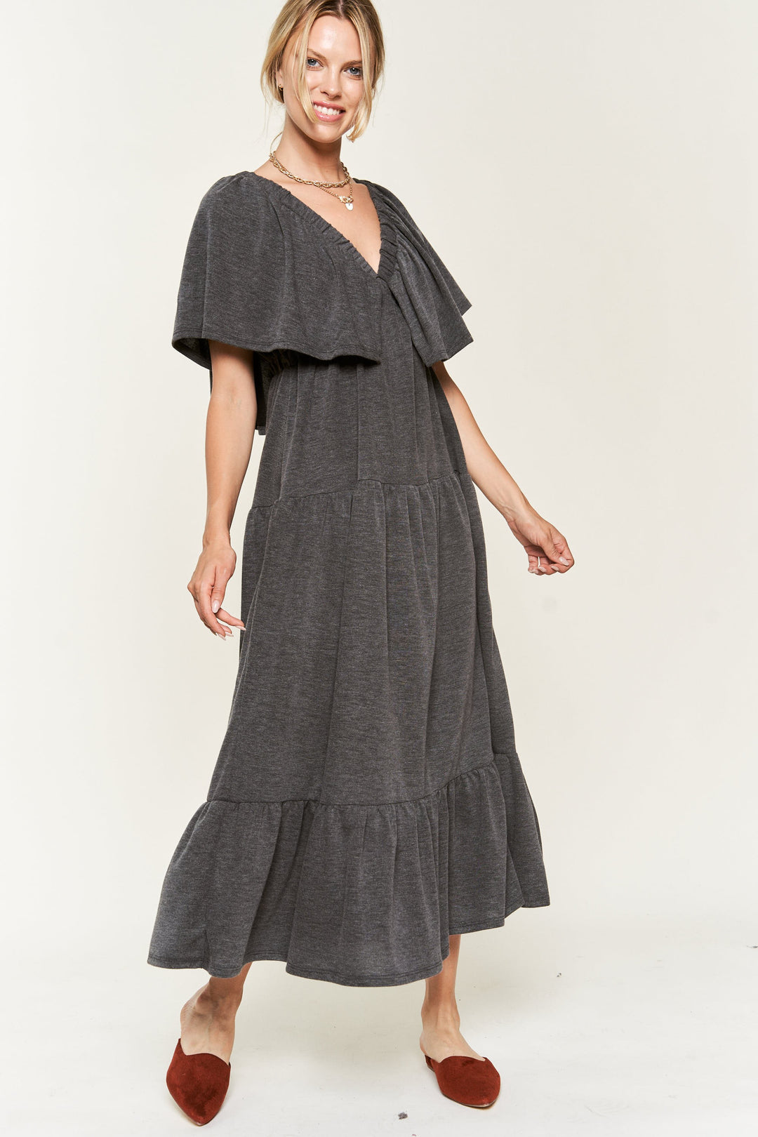 Ruffle Sleeve Maxi Dress