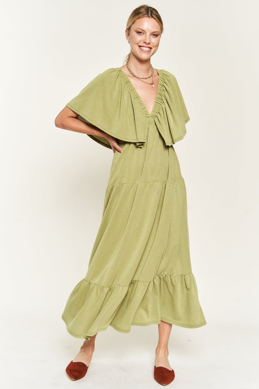 Ruffle Sleeve Maxi Dress