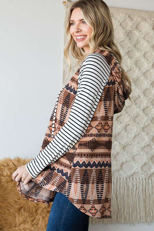 Tribal Stripe Mix Hoodie