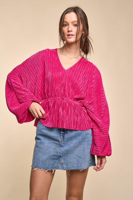 V-Neck Dolman Sleeve Blouse