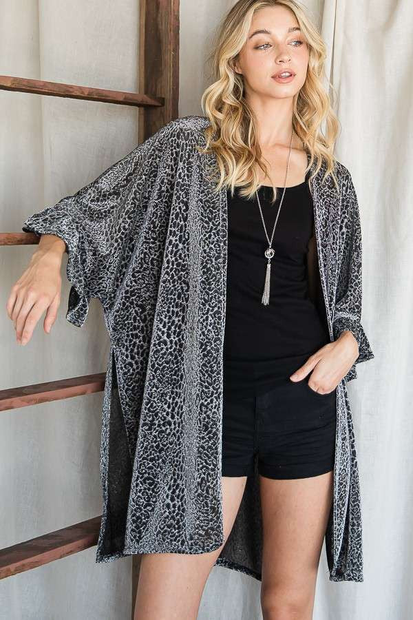 Metallic Leopard Print Kimono