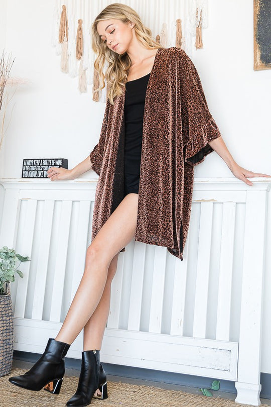 Metallic Leopard Print Kimono