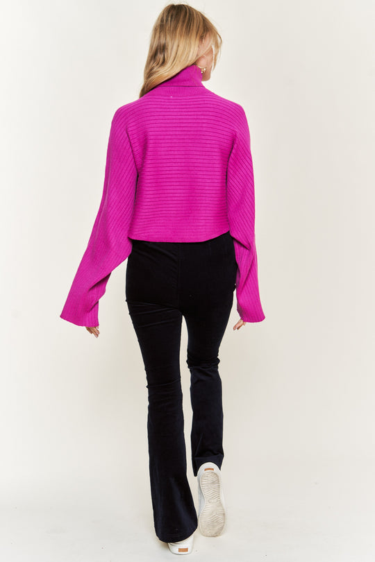 Mock Neck Wide Sleeve Top