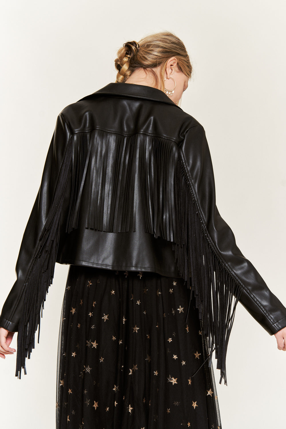 Faux Leather Fringe Jacket