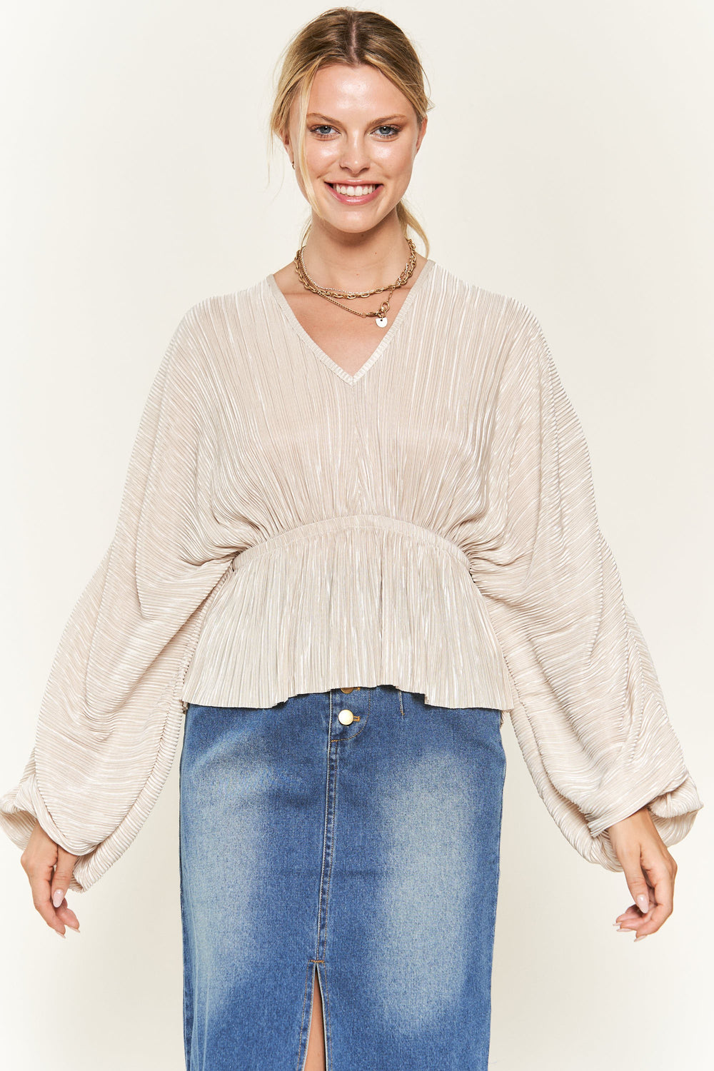 V-Neck Dolman Sleeve Blouse