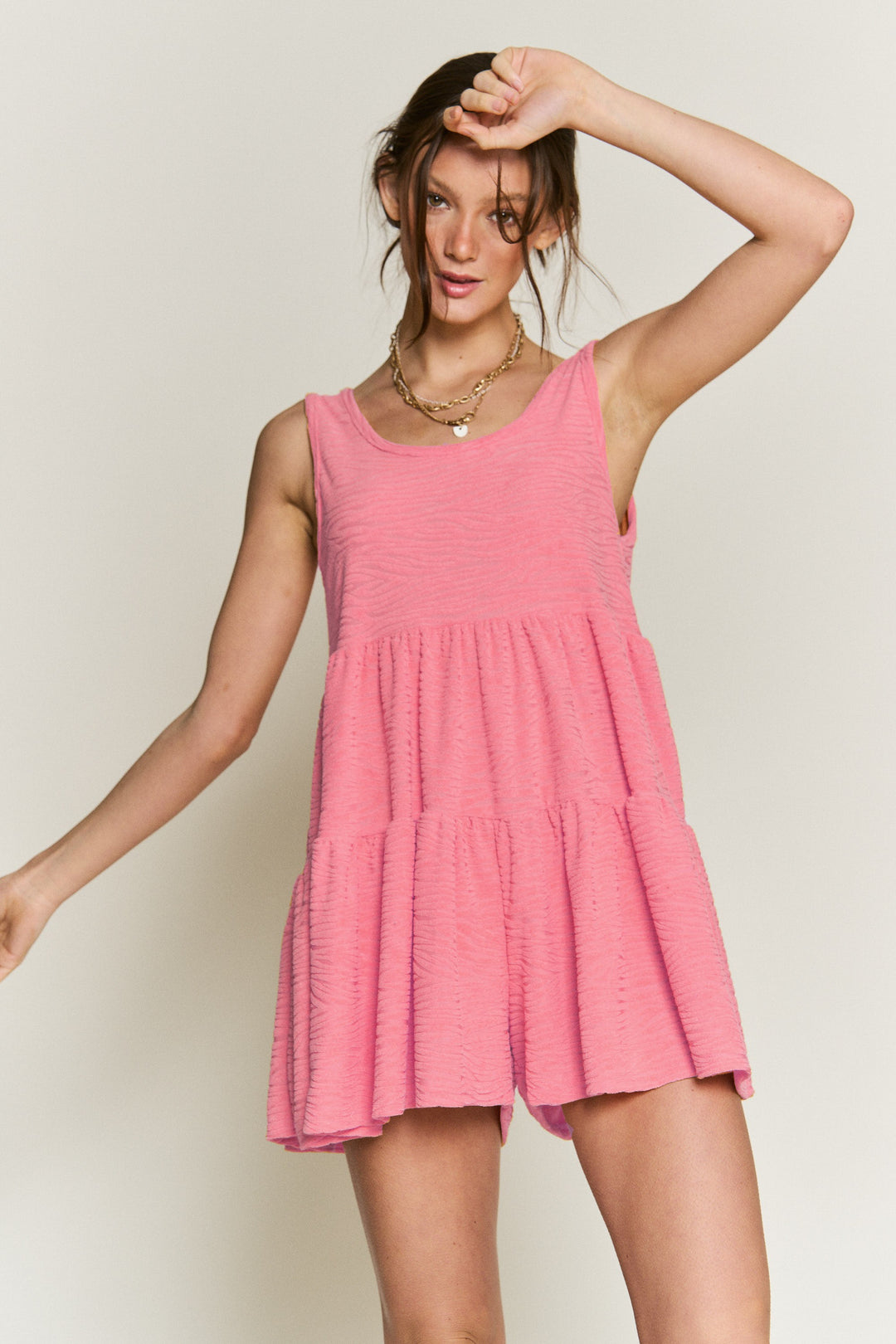 Texture Knit Tiered Romper