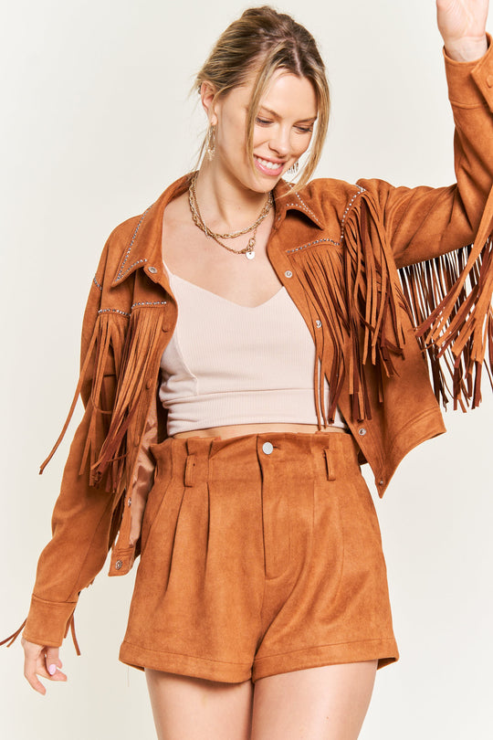 Suede Studded Fringe Jacket