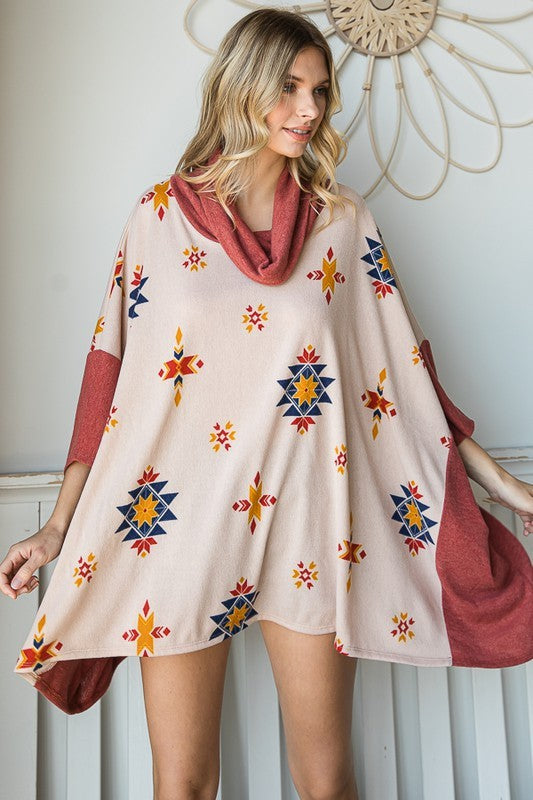 Aztec Print Poncho